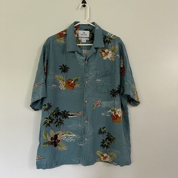 28 Palms Other - 28 Palms XL Hawaiian Shirt Teal Print Short Sleeve Relaxed Vacation Aloha
